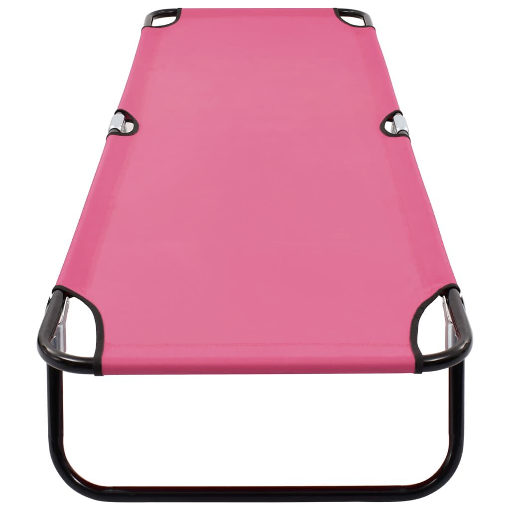 vidaXL Chaise longue pliable acier rose