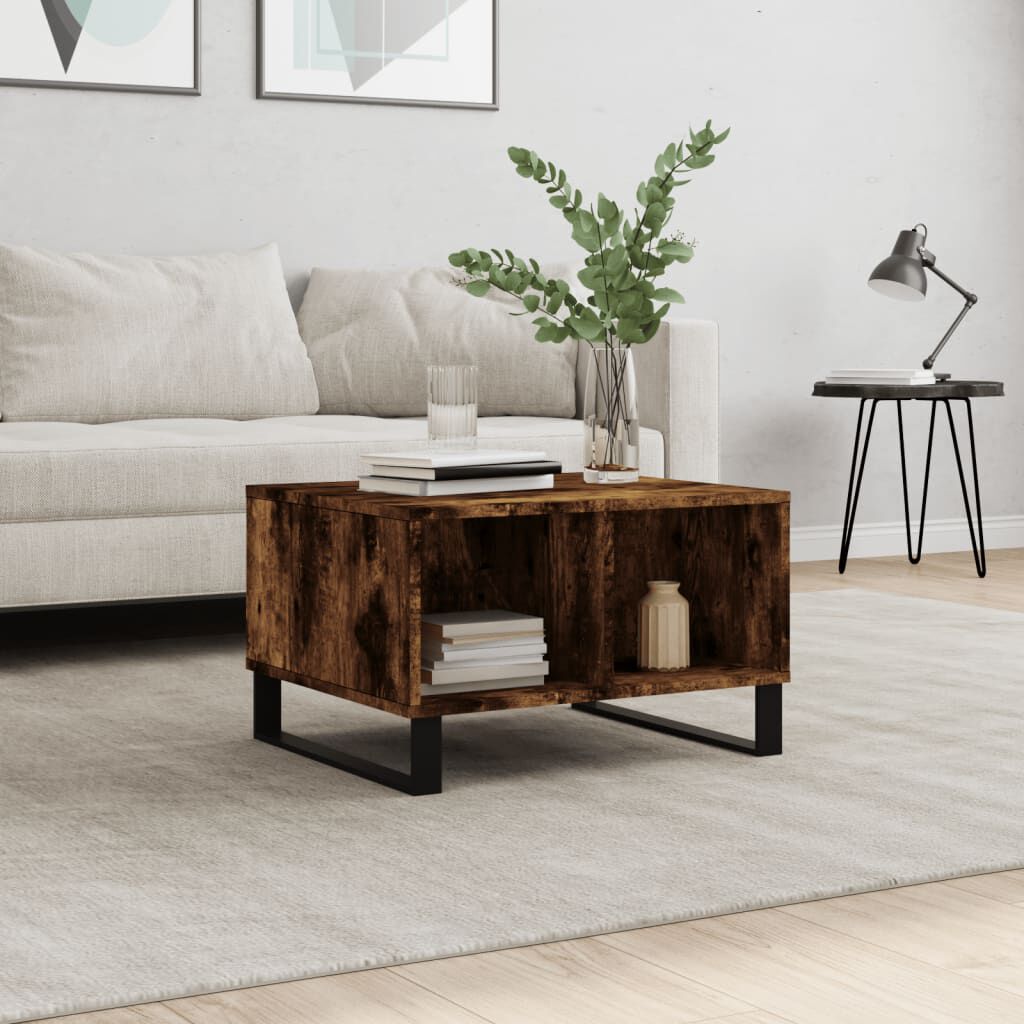 vidaXL Table basse Chêne fumé 60x50x36,5 cm Bois d'ingénierie