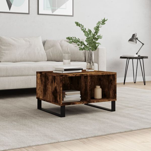 vidaXL Table basse Chêne fumé 60x50x36,5 cm Bois d'ingénierie