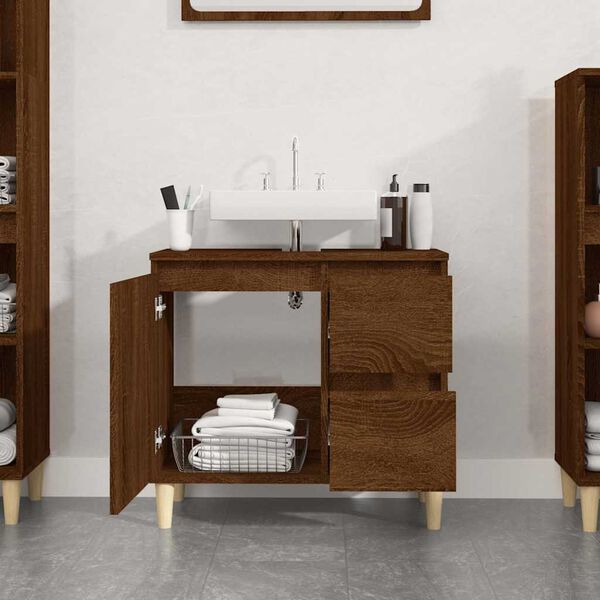 vidaXL Armoire de bain chêne marron 65x33x60 cm bois d'ingénierie