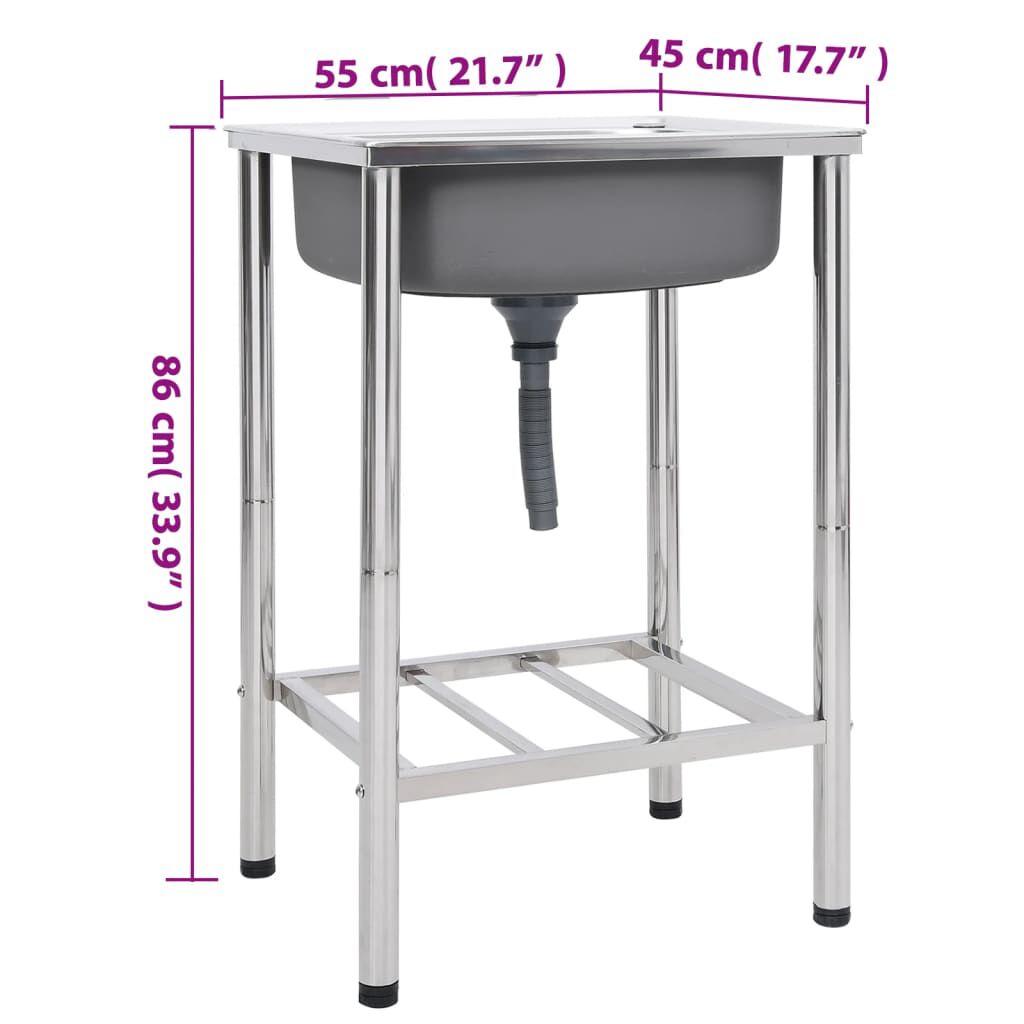 vidaXL Évier de camping Seul lavabo Acier inoxydable