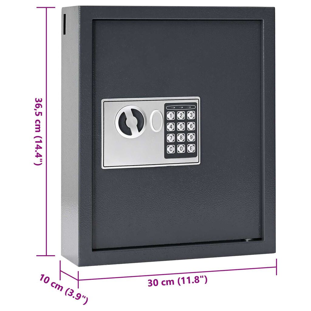 vidaXL Coffre-fort à serrure à clavier Gris gunmetal Acier, Chrome Moyen