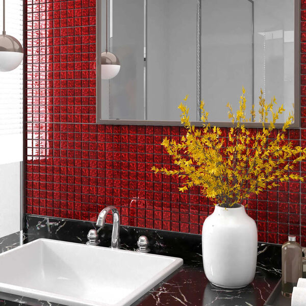 vidaXL Carreaux mosaïque 11 pcs Rouge 30x30 cm Verre