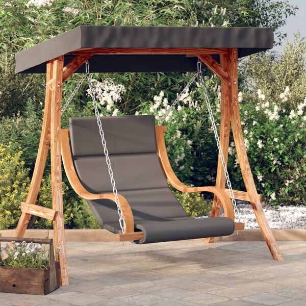 vidaXL Chaise balançoire avec coussin et auvent bois massif d'épicéa