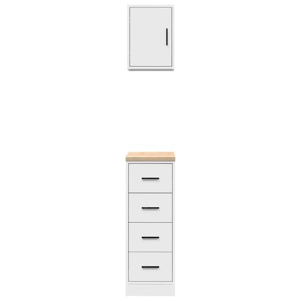 vidaXL Armoires de garage 2 pcs blanc bois d'ingénierie