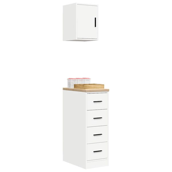 vidaXL Armoires de garage 2 pcs blanc bois d'ingénierie
